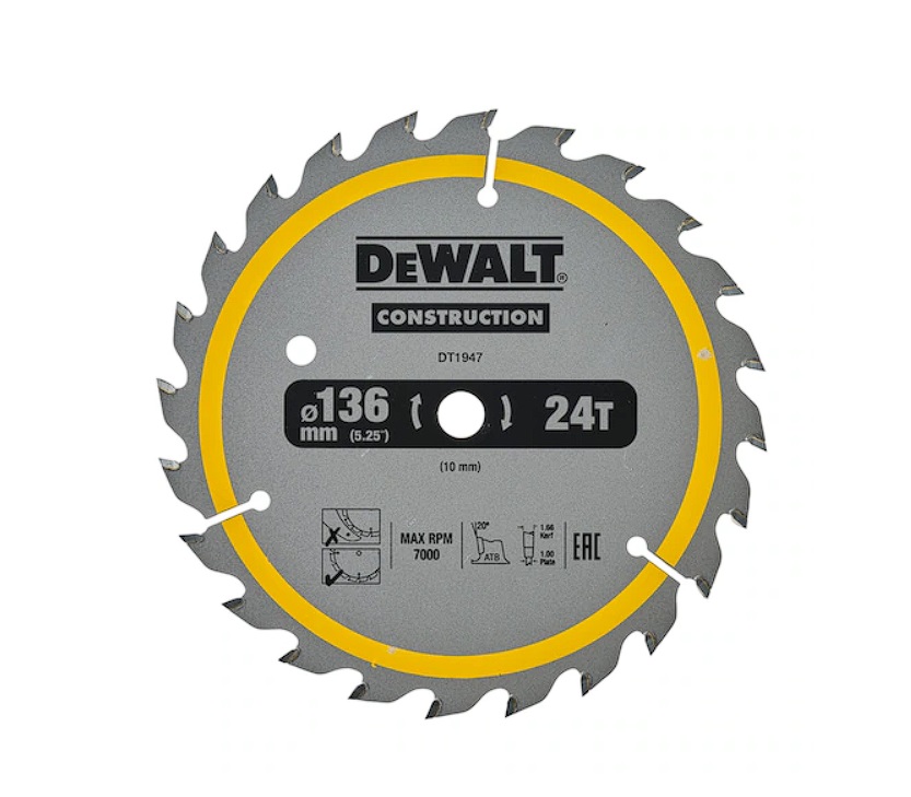 Kappeskive DeWalt DT1947-QZ; 136x10 mm; Z24