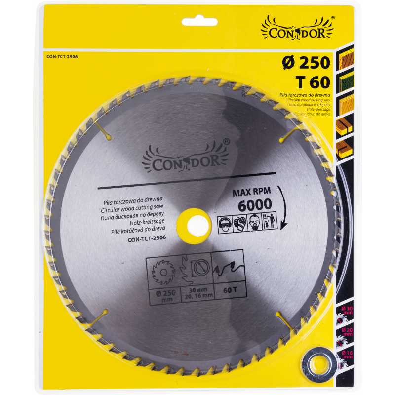 Sagblad for tre Condor CON-TCT-2506; 250 mm; Z60