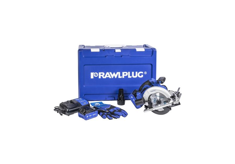 Batteridrevet sirkelsag RawlPlug R-PCS18-XL2; 18 V; 2x5,0 Ah batt.