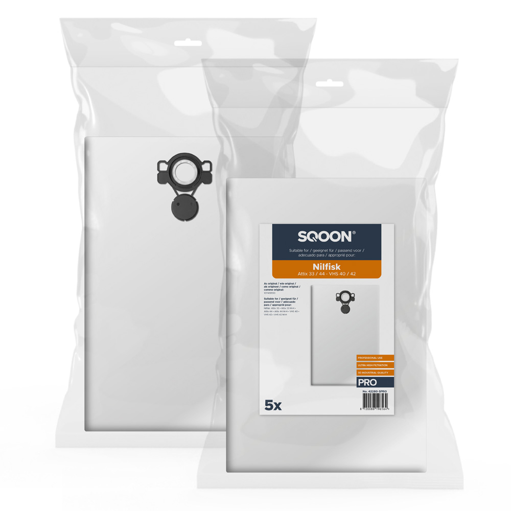 Støvpose SQOON 42280-5PRO; Nilfisk Attix 33/44 - VHS 40/42 PRO; 5 stk