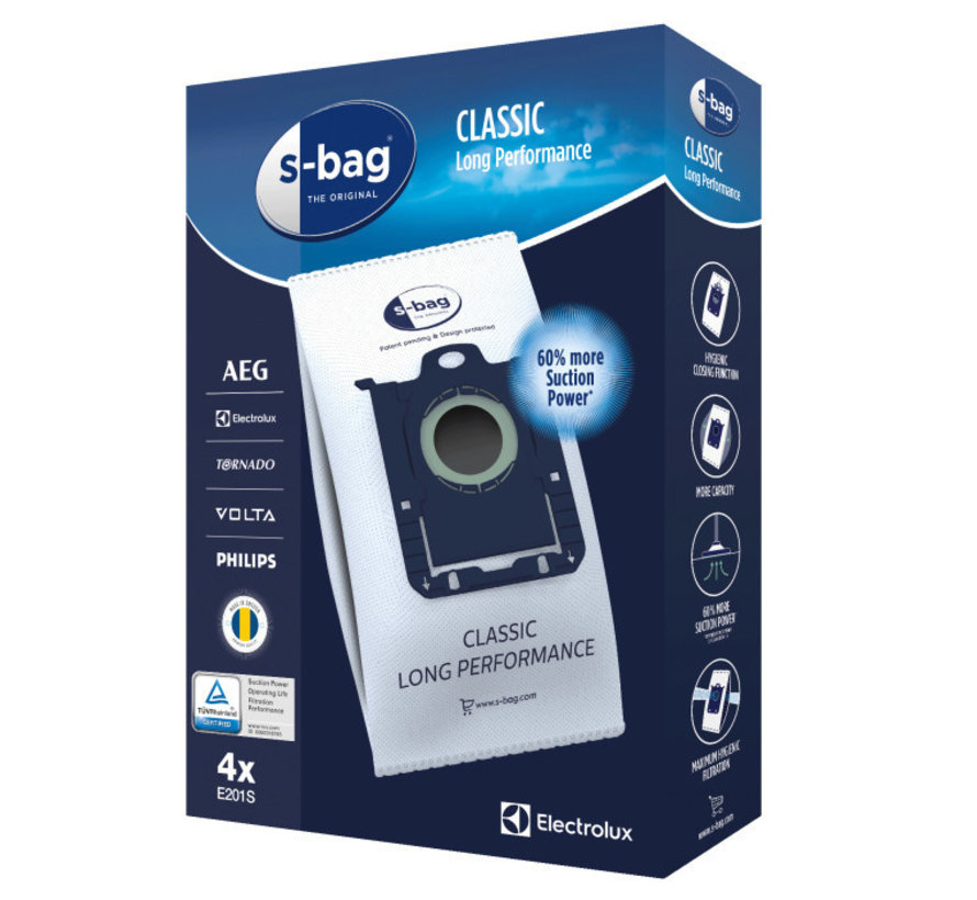 Støvpose AEG 42078OS; Electrolux SBAG 2.0 E201S Ori.; 4 stk