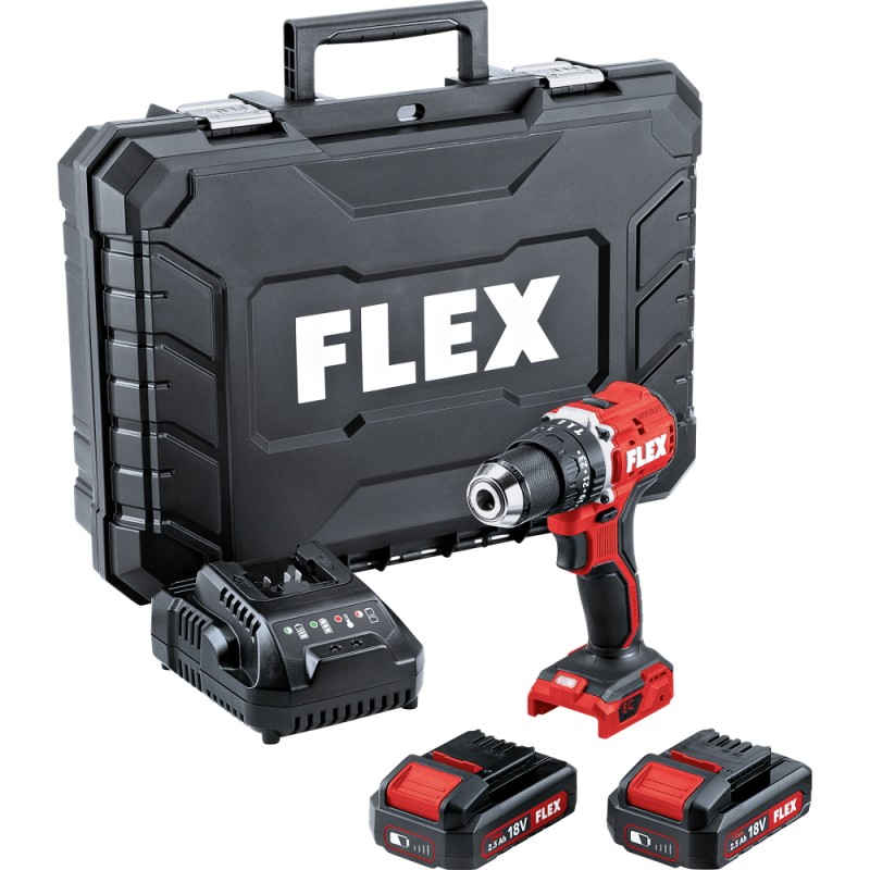 Slagdrill / skrutrekker Flex PD 2G 18.0-EC LD/2.5 Set; 18 V; 2x2,5 Ah batt.