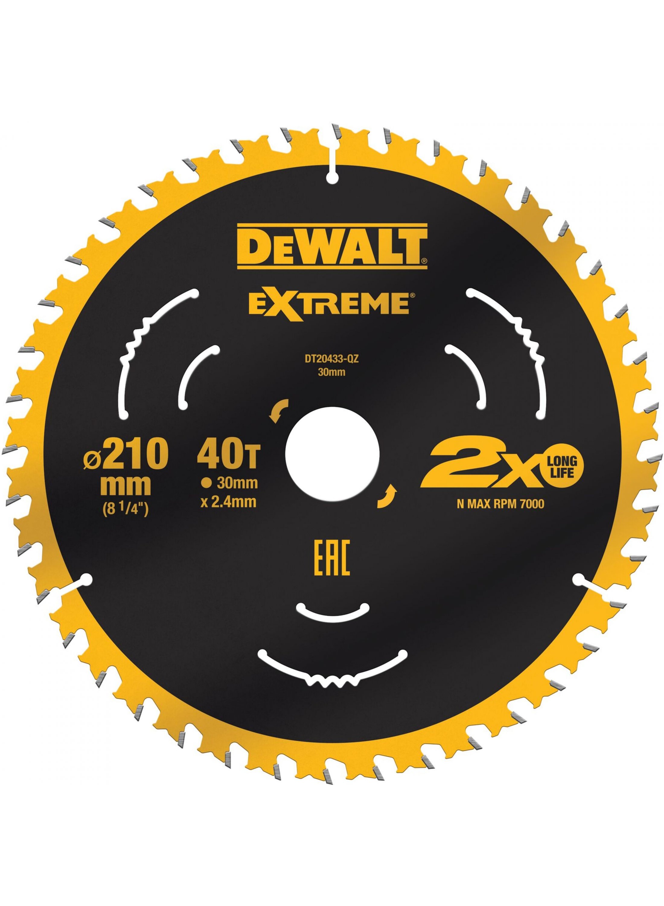 Kappeskive DeWalt DT20433-QZ; 210x30 mm; Z40