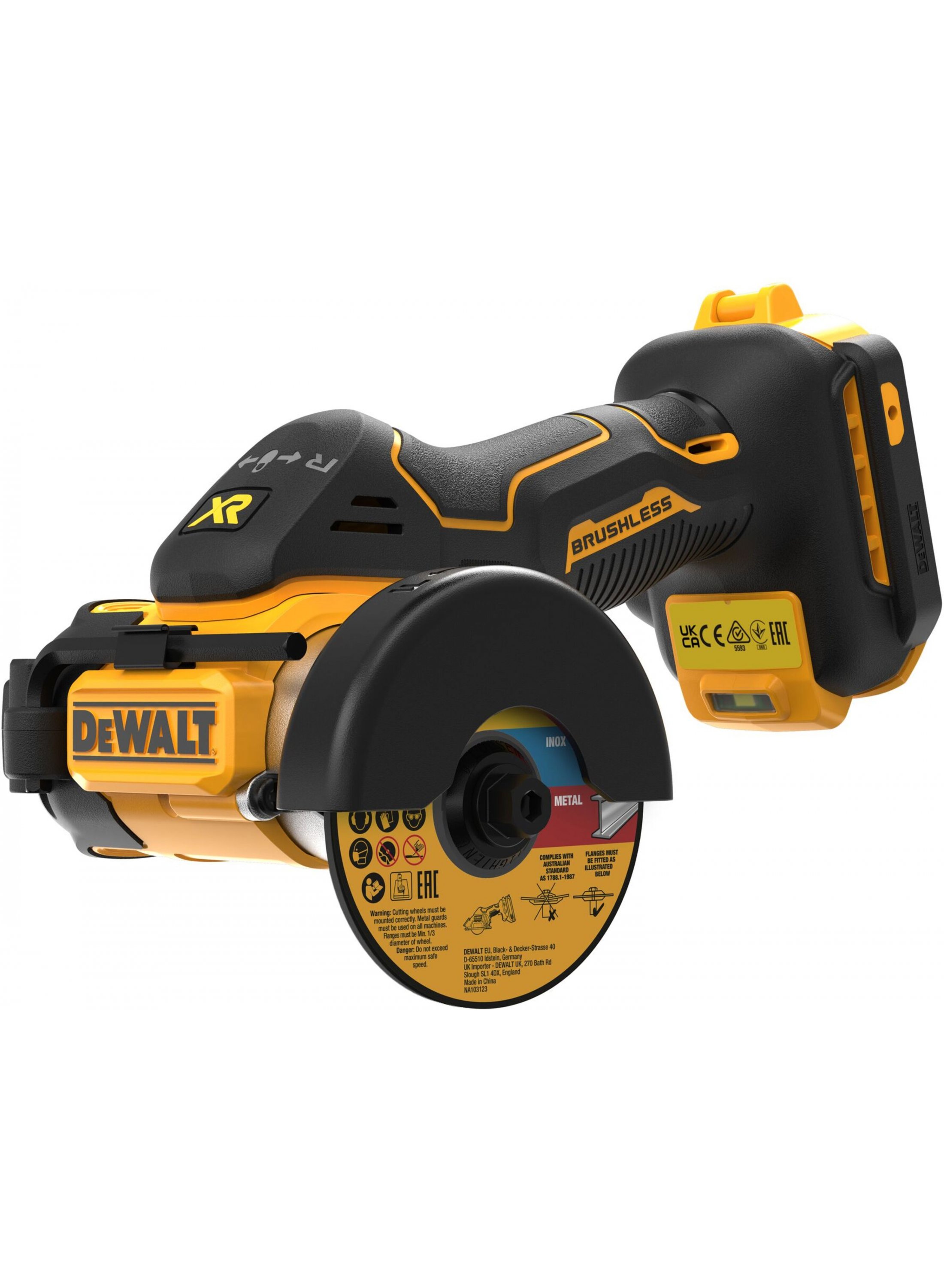 Batteridrevet vinkelsliper DeWalt DCS438N-XJ; 18 V (uten batteri og lader)