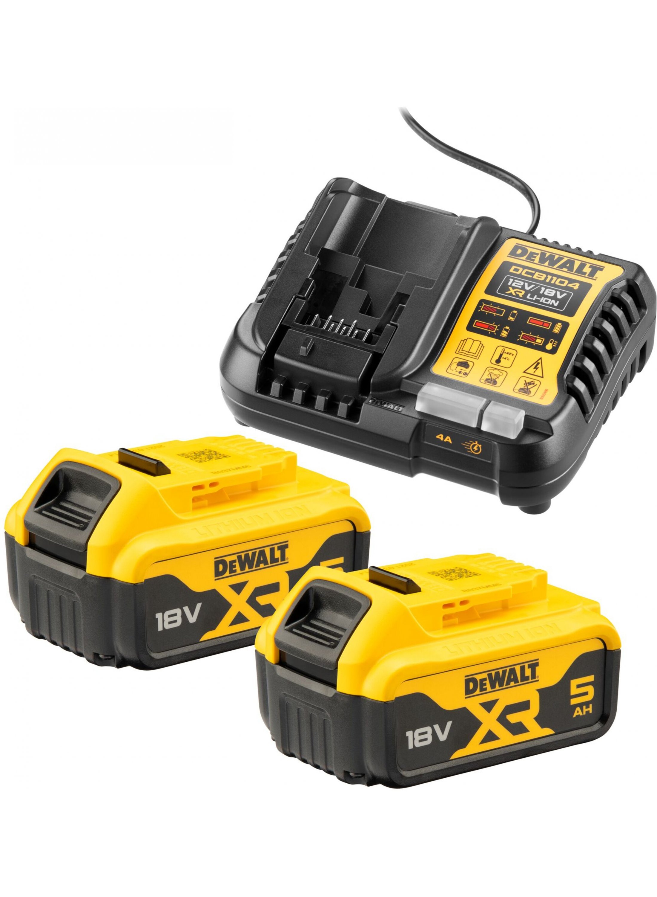 Tilbehørsett DeWalt DCB1104P2-QW; 18 V; 2x5,0 Ah batt.