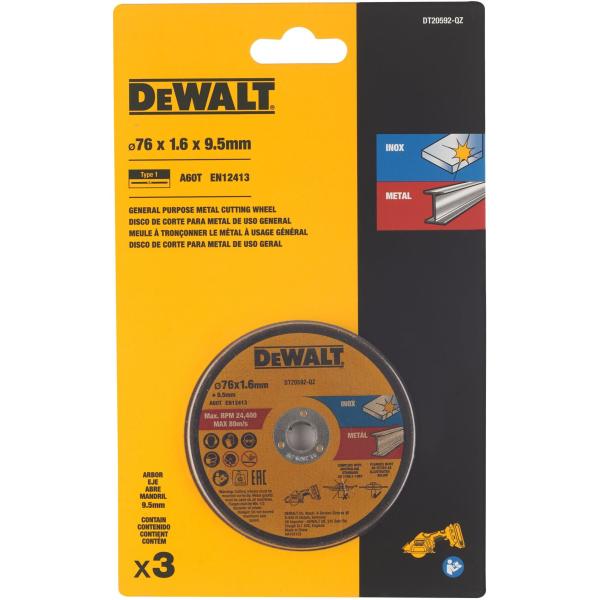 Abrasiv kappeskive DeWalt DT20592-QZ; 76 mm; 3 stk