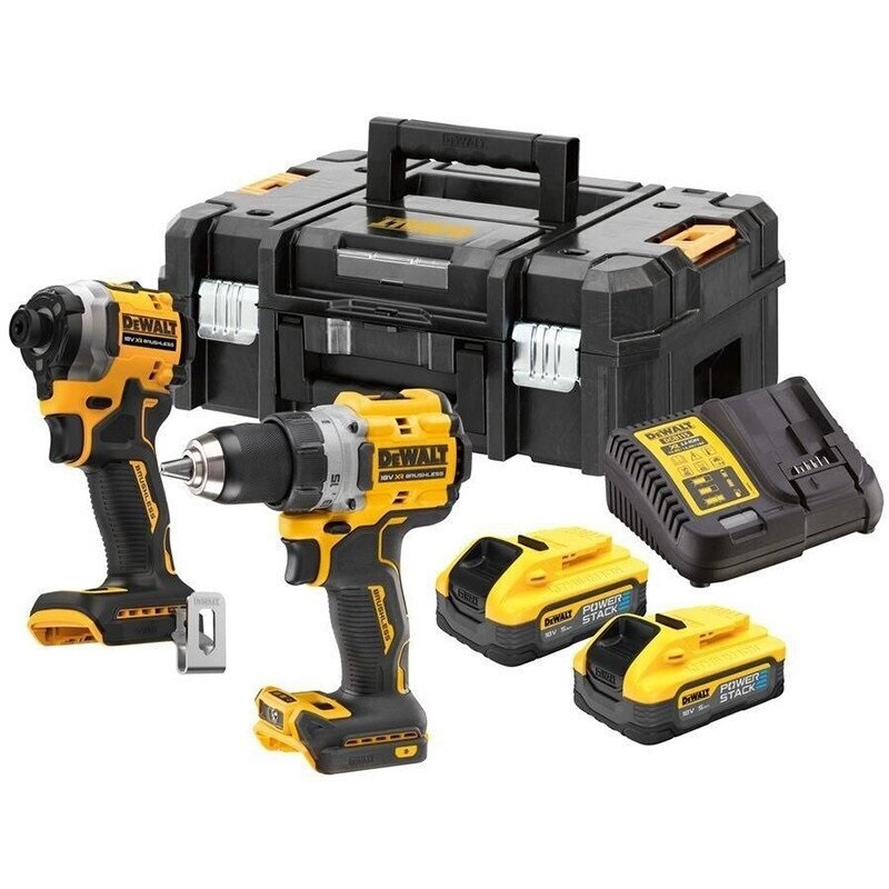 Verktøysett DeWalt DCK2051E2T-QW (DCD800 + DCF850); 18 V; 2x1,7 Ah batt.