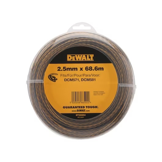 Trimmertråd DeWalt DT20652-QZ; 2,5 mm; 68,6 m