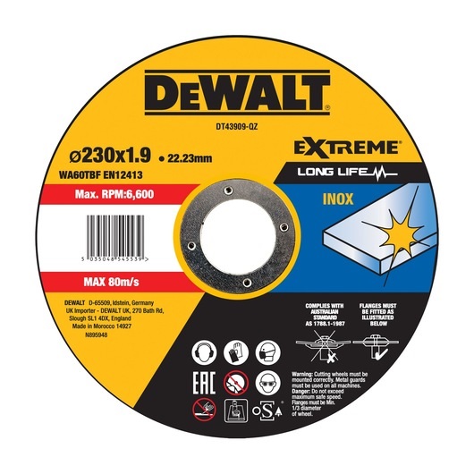 Abrasiv kappeskive DeWalt DT43909-QZ; 230x22,23 mm