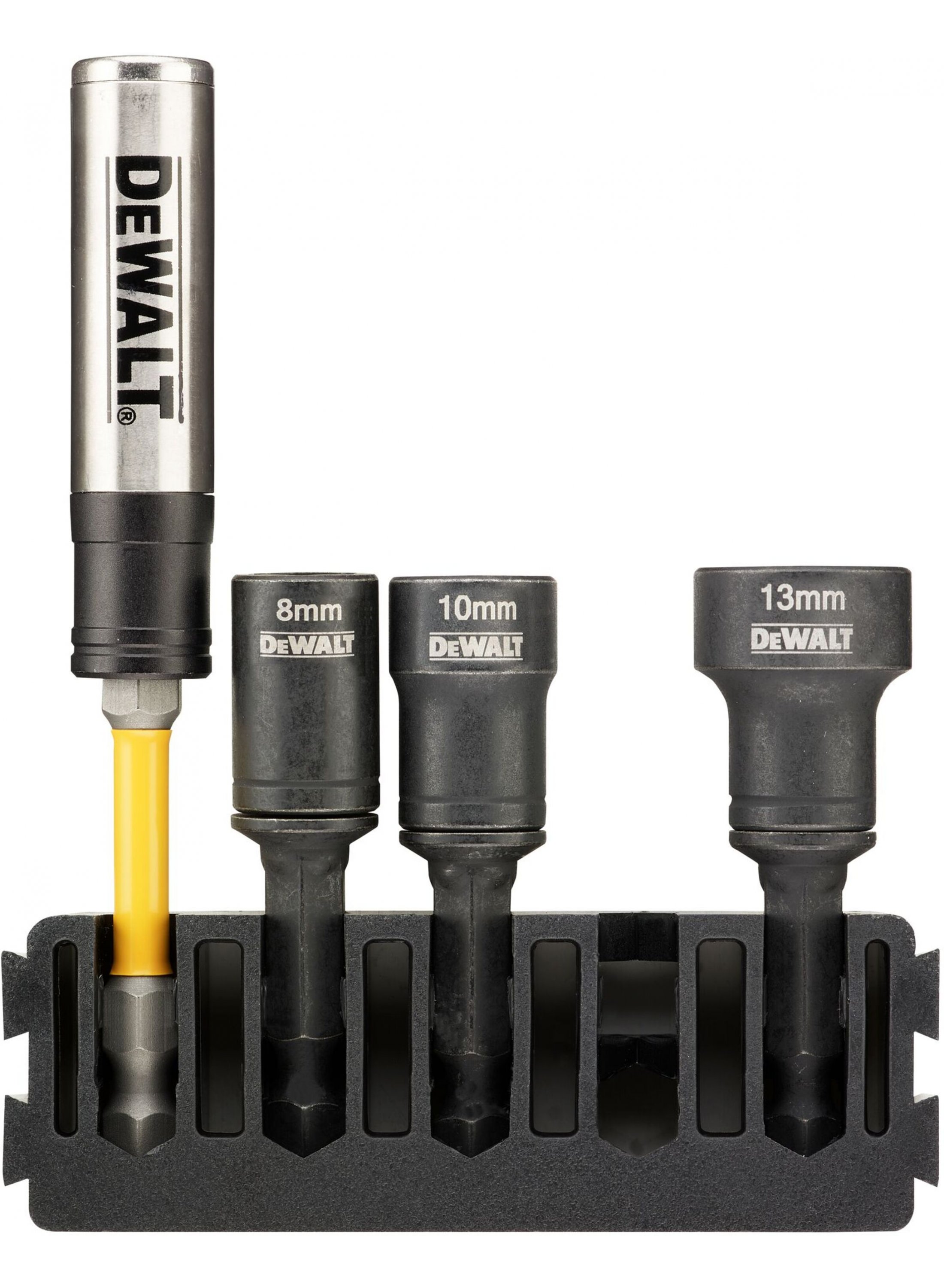 Hylsenøkkelsett DeWalt DT70827-QZ; 8-13 mm; 3 stk. + Magnetholder