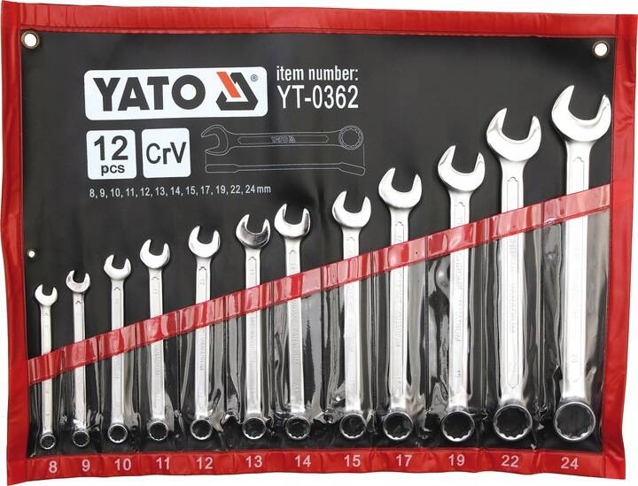 Hylsenøkkelsett Yato YT-0362; 8-24 mm; 12 stk