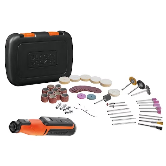 Rotasjonsverktøy Li-ion batteri Black & Decker BCRT8IK-XJ; 7,2 V; 1x1,5 Ah batteri. + tilbehør
