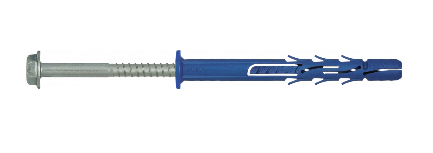 Nylonplugg med skrue RawlPlug R-FF1-N-10K140; 9,8x140 mm; 7,0x149 mm; SW13/T40; 25 stk