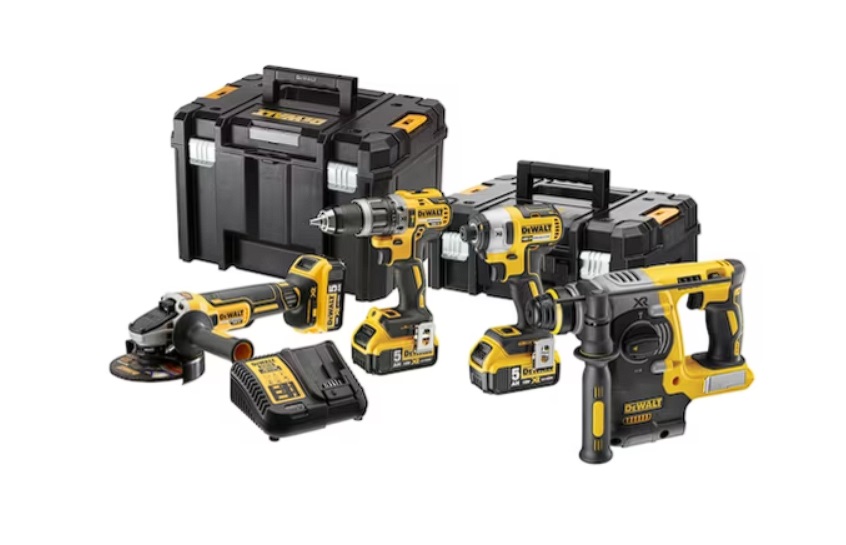 Verktøysett DeWalt (DCG405 + DCH273 + DCD796 + DCF887); 18 V; 3x5,0 Ah batteri. + koffert TSTAK