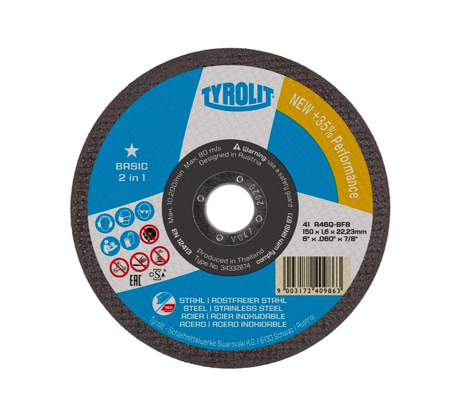 Abrasiv kappeskive Tyrolit T34332874; 150x22,23 mm