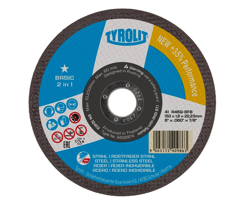 Abrasiv kappeskive Tyrolit T34332876; 230x22,23 mm