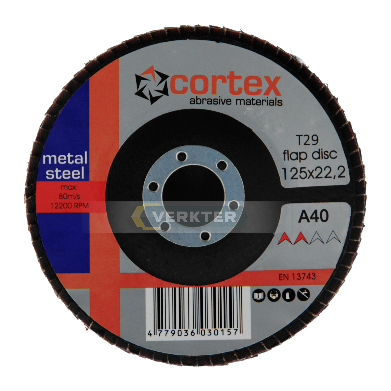 Lamellrondeller Cortex 30921; 125 mm; P40; 6 stk