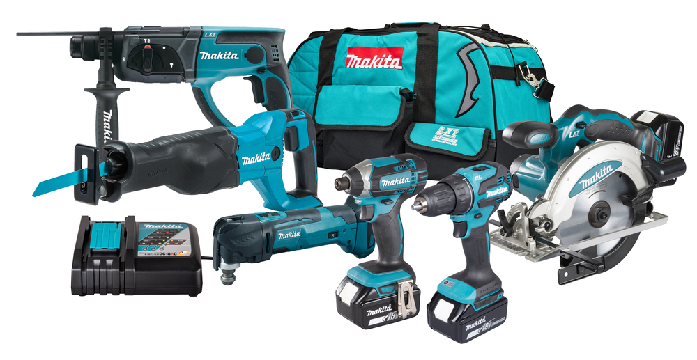 Verktøysett Makita DLX6135TX1 (DDF490+DTD152+DHR202+DSS610+DJR186+DTM51); 18 V; 3x5,0 Ah batt.