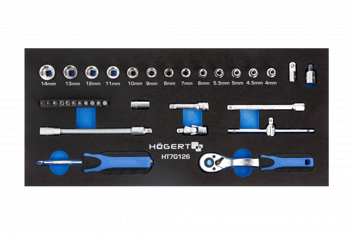 Verktøysett Hogert HT7G126; 1/4''; 34 stk