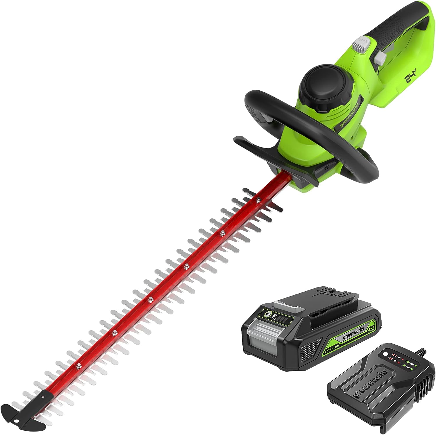 Busksaks Greenworks GD24HT61K2; 24 V; 61 cm; 1x2,0 Ah batt.