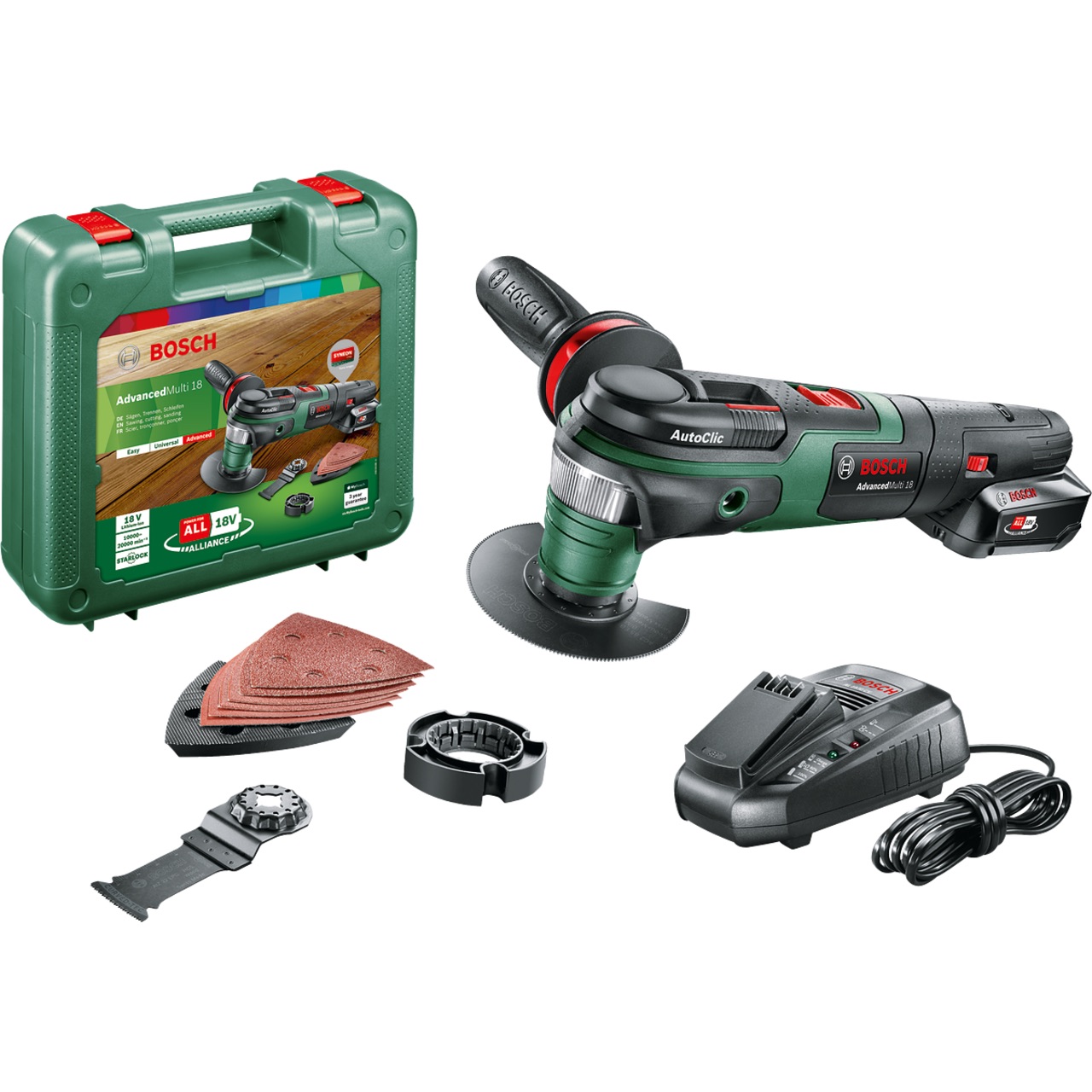 Flerfunksjonsverktøy Bosch AdvancedMulti 18; 18 V; 1x2,5 Ah batt. + tilbehør