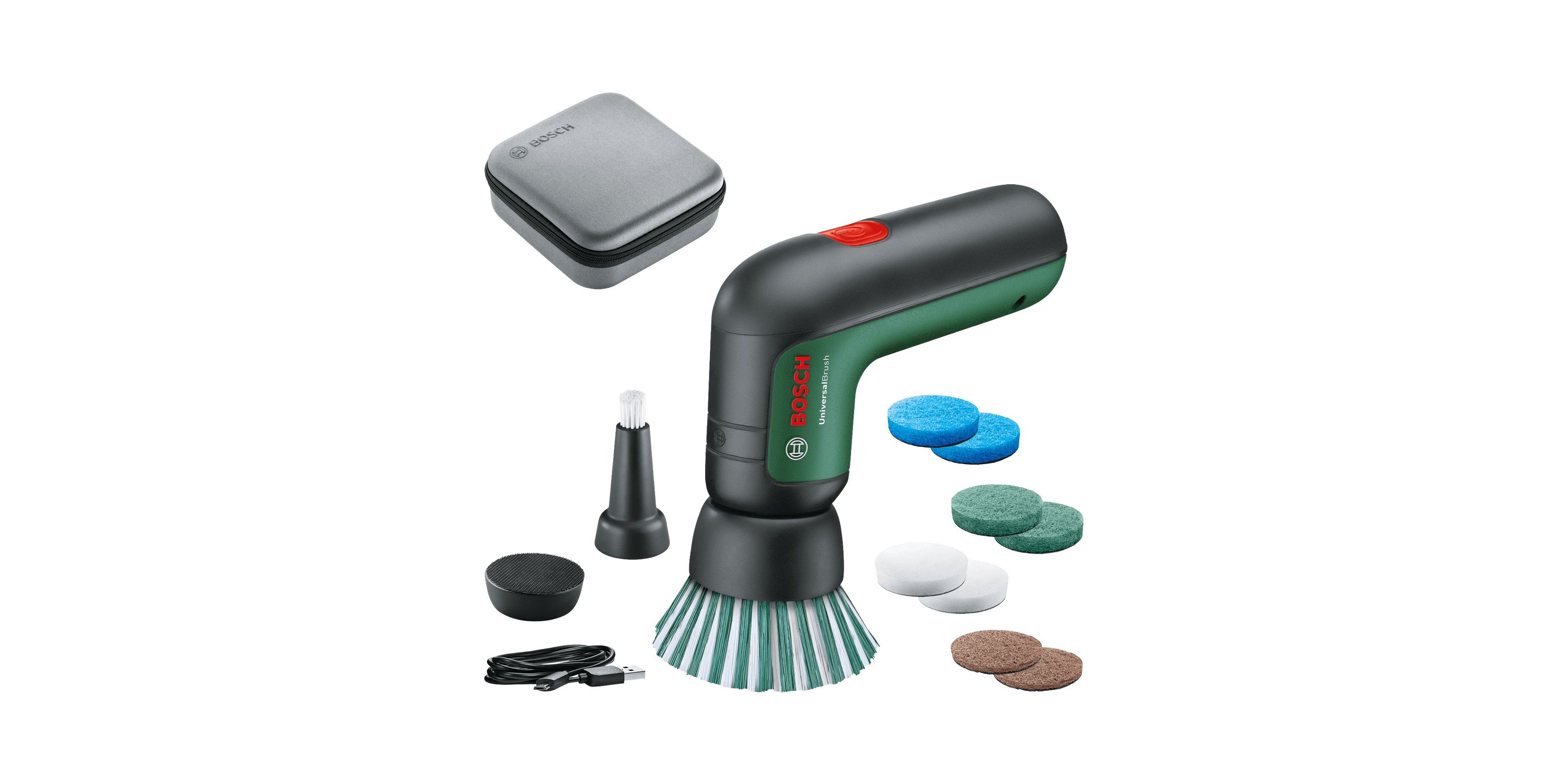 Vaskebørste Bosch UniversalBrush; 3,6 V; 1x2,0 Ah batt. + tilbehør