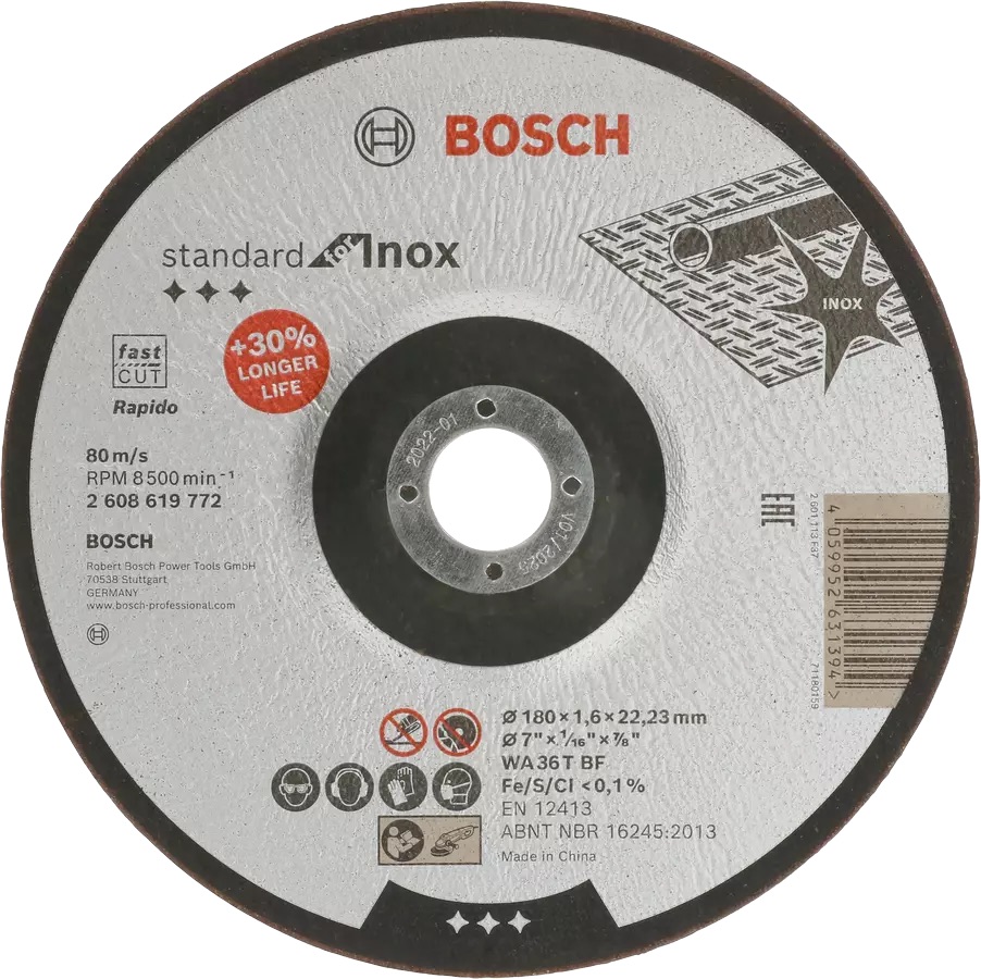 Abrasiv kappeskive Bosch WA 36T BF; 180x1,6 mm