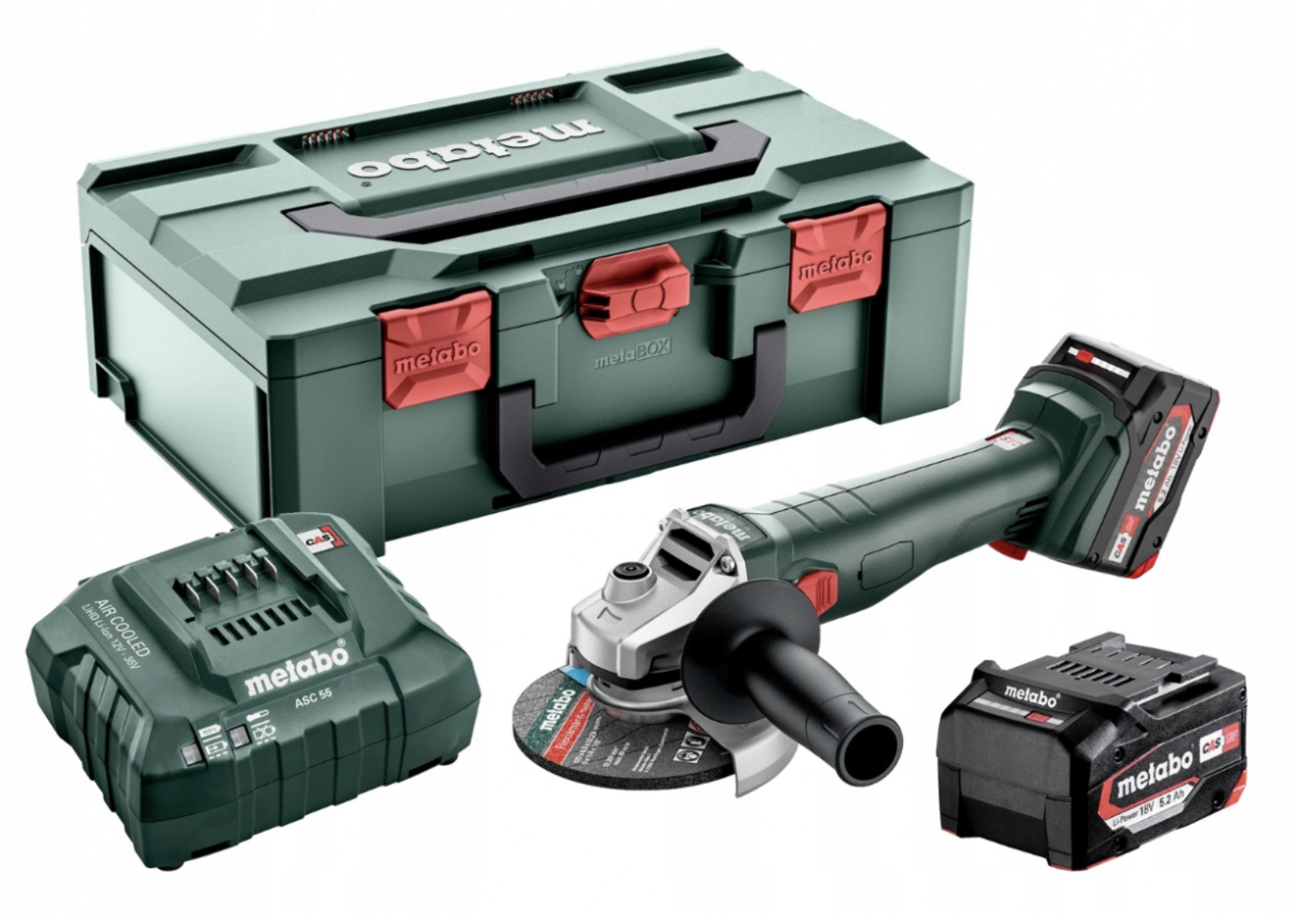Vinkelsliper Metabo W 18 L 9-125 Quick; 18 V; 2x5,2 Ah batt.