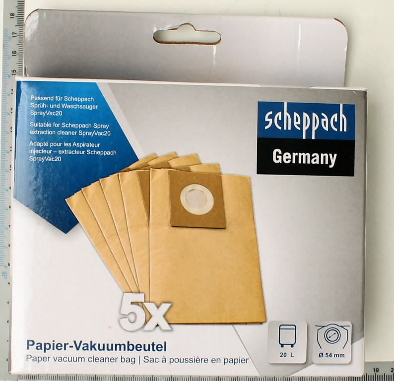 Støvsugerposer av papir Scheppach SprayVac20; 5 stk