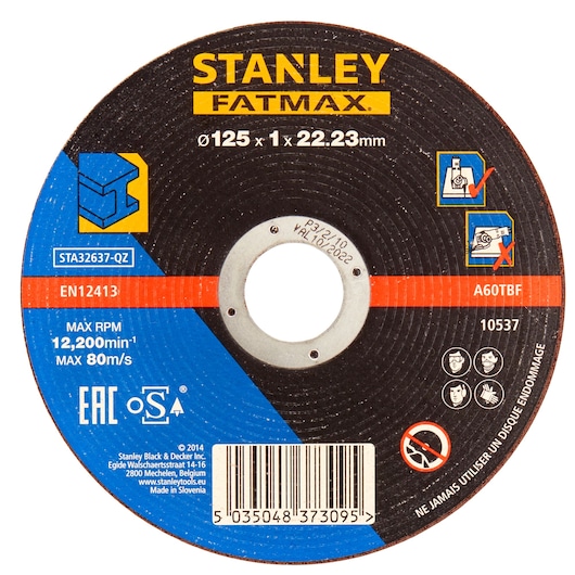 Abrasiv kappeskive Stanley FatMax A 60 T BF; 125x1 mm