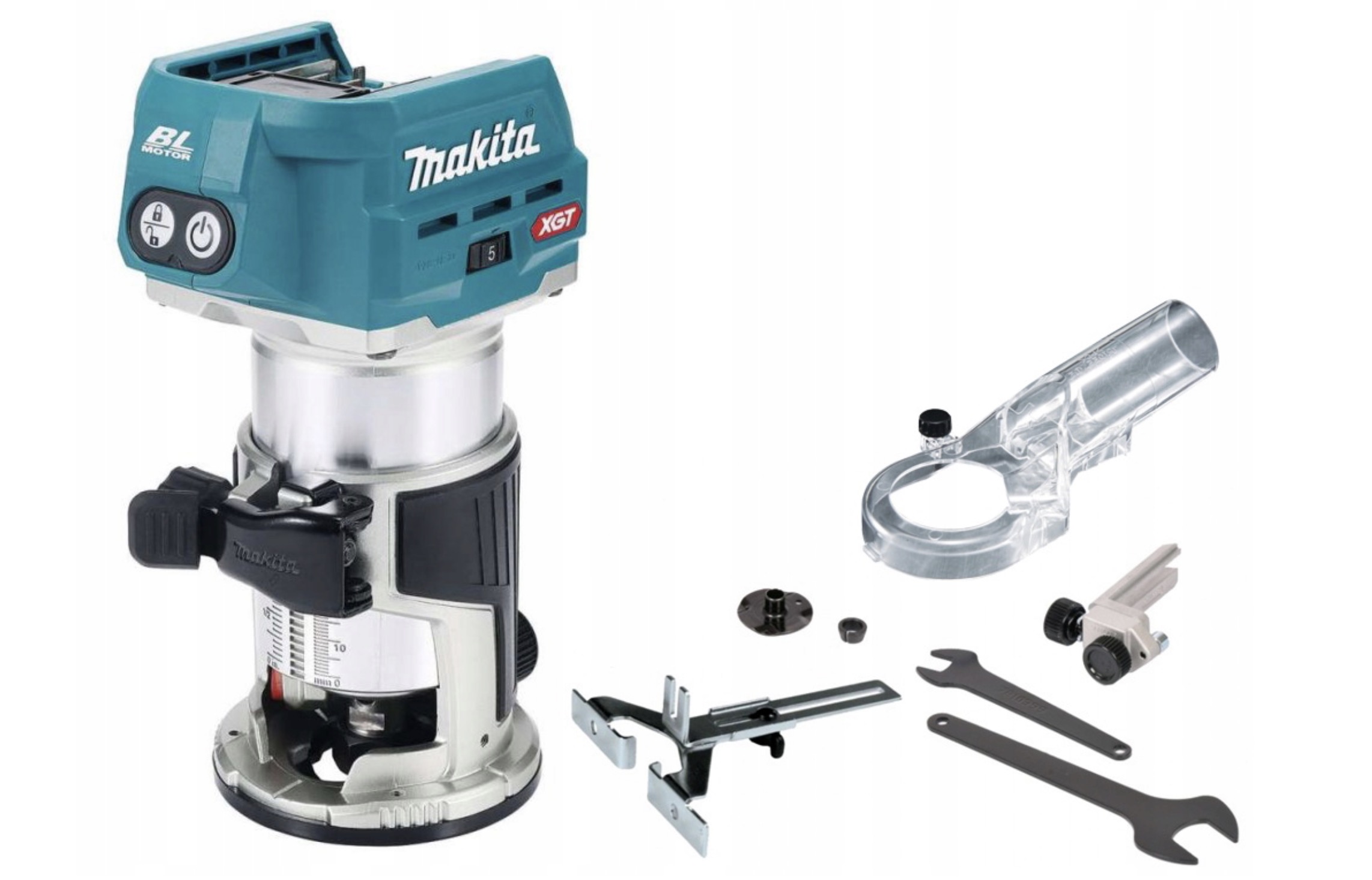 Batteridrevet kantfres Makita RT001GZ17; 40 V (uten batteri og lader)