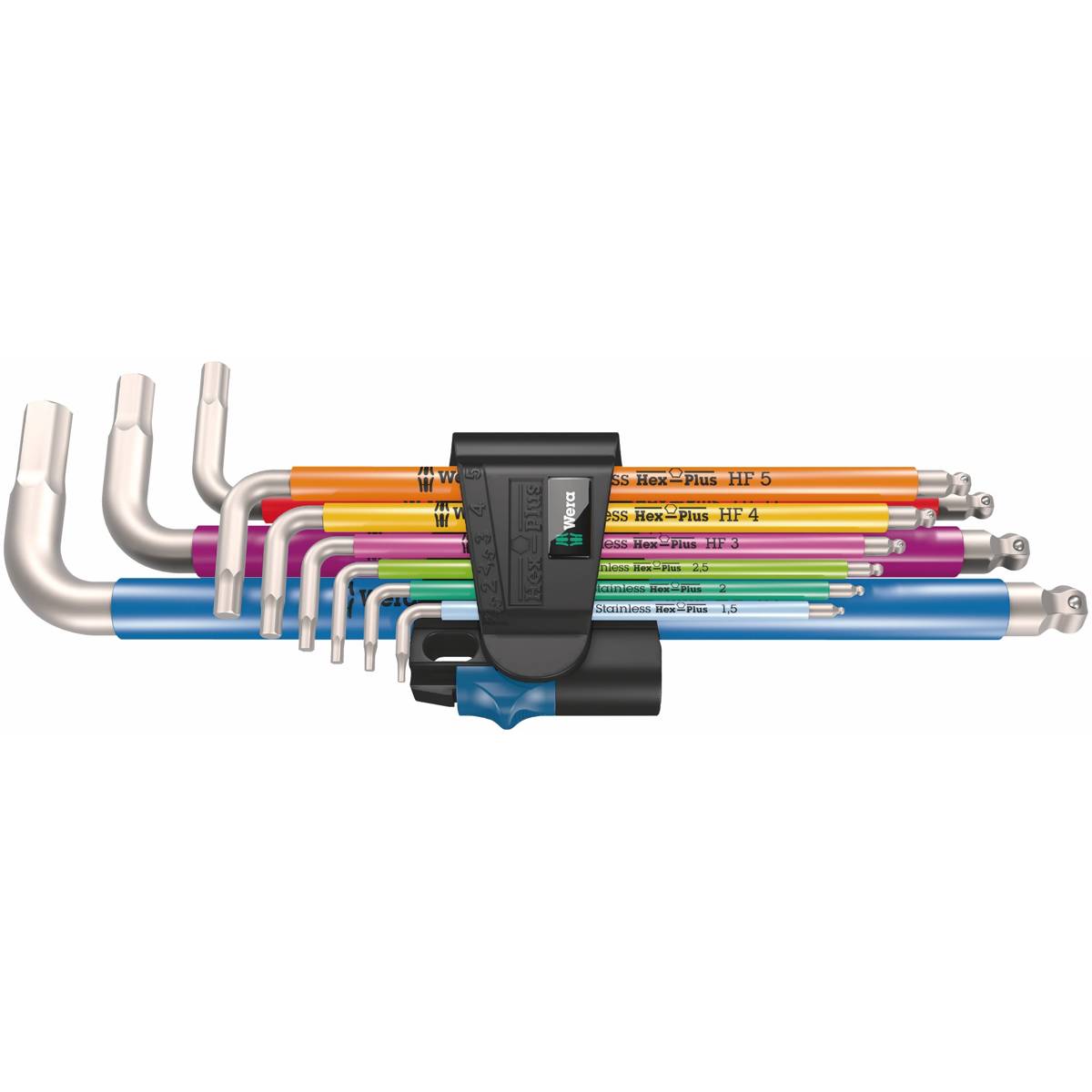 Unbrakonøkler Wera 3950/9 Hex-Plus Multicolour HF Stainless 1; 1,5-10 mm; 9 stk