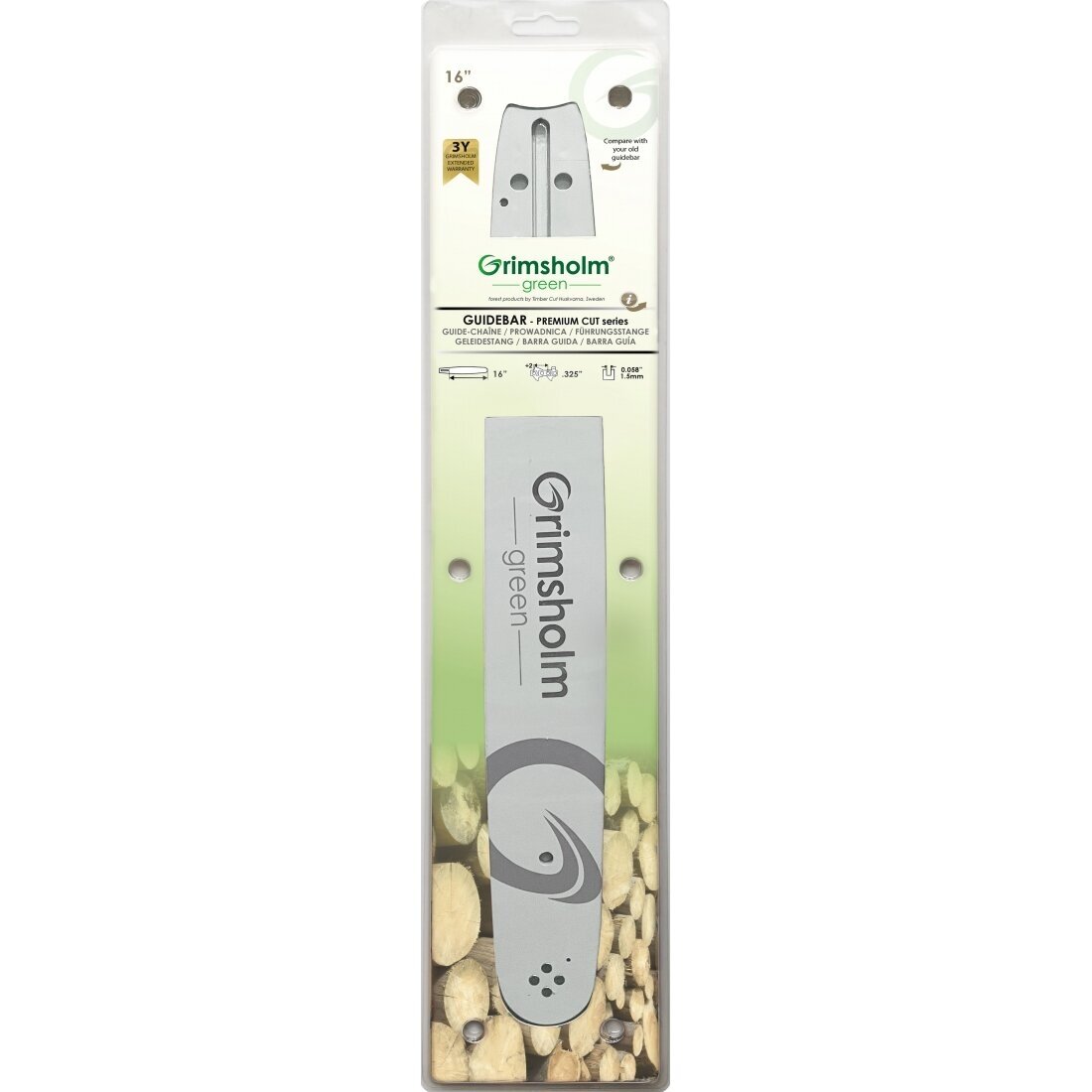 Sagsverd til motorsag Grimsholm Premium Cut; 16''; 40 cm; .325''; 66; 1,5 mm