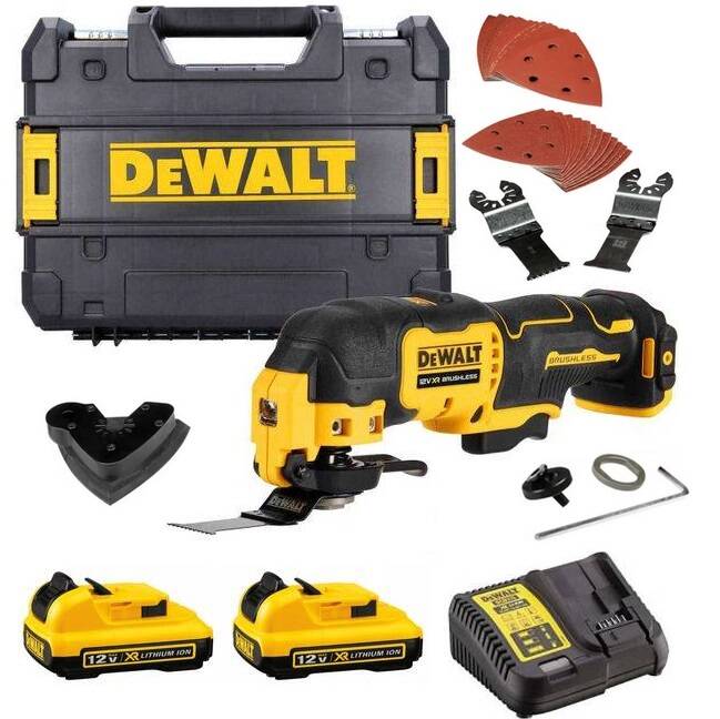 Flerfunksjonsverktøy DeWalt DCS353D2-QW; 12 V; 2x2,0 Ah batt.