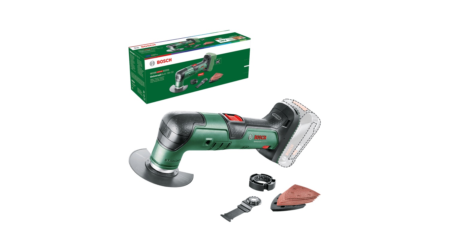 Flerfunksjonsverktøy Bosch UniversalMulti 18V-32; 18 V (uten batteri og lader)