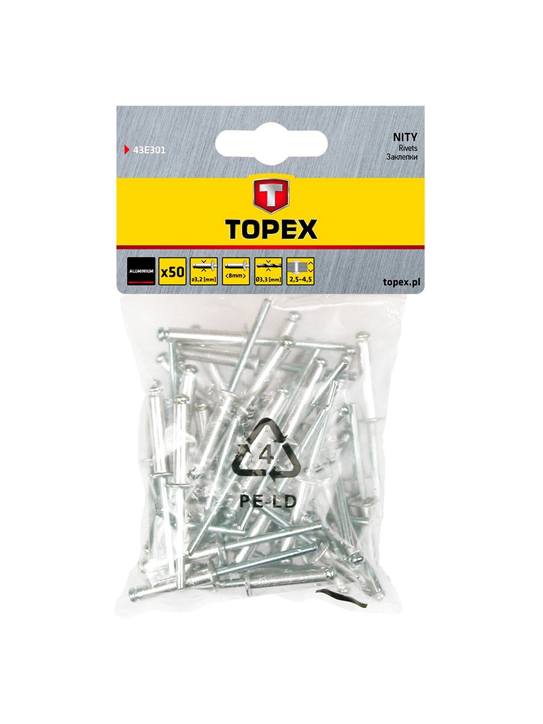 Nagler Topex 43E301; 3,2x8,0 mm; 50 stk