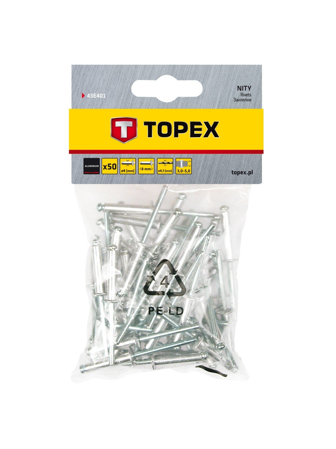 Nagler Topex 43E401; 4,0x8,0 mm; 50 stk