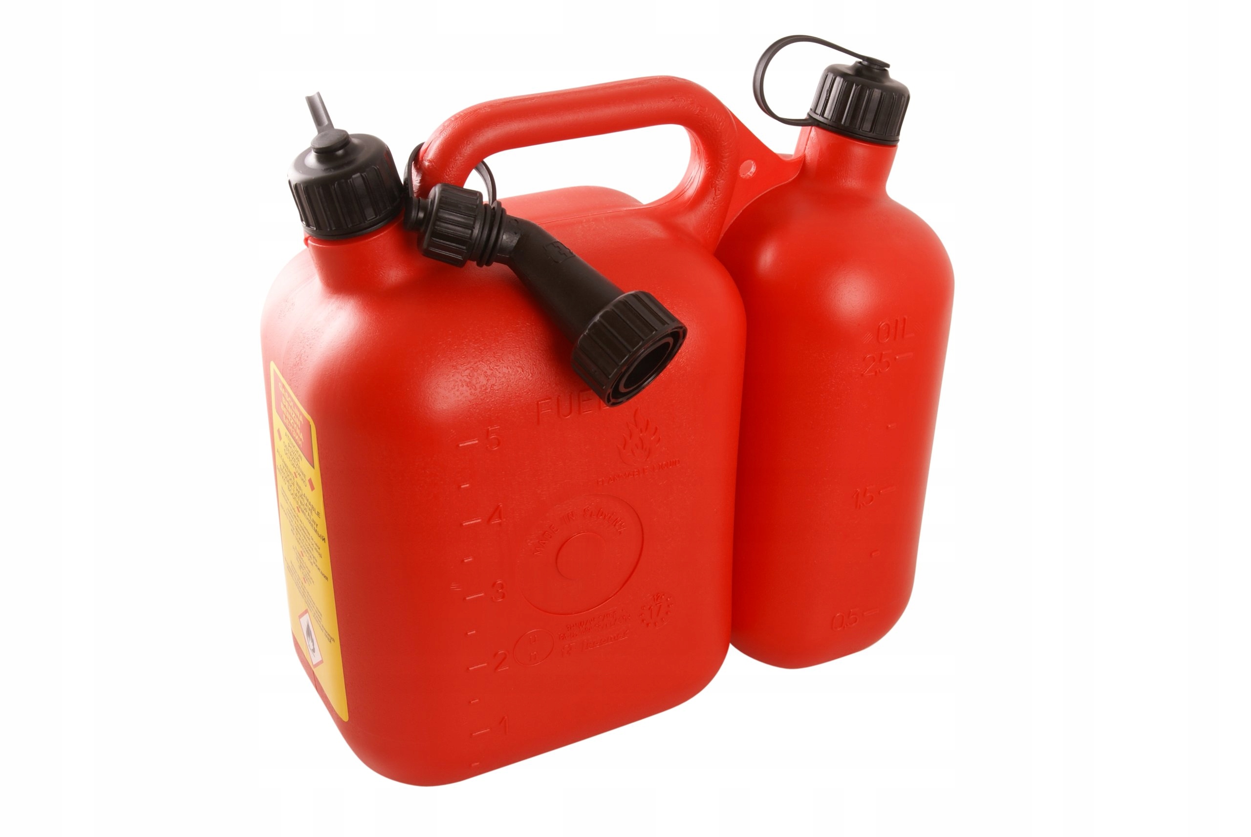 Drivstofftank Tecomec 5170901; rød (5 l) + smøreoljetank (2,5 l)