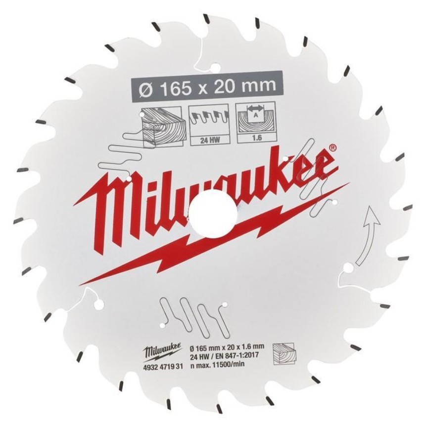 Sagblad for tre Milwaukee 4932471931; 165x20 mm; Z24
