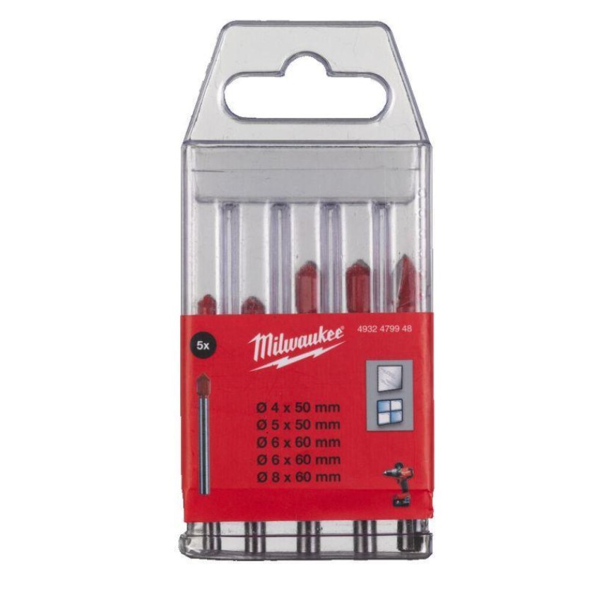 Borsett for glass og keramikkfliser Milwaukee 4932479948; 4-8 mm; 5 stk