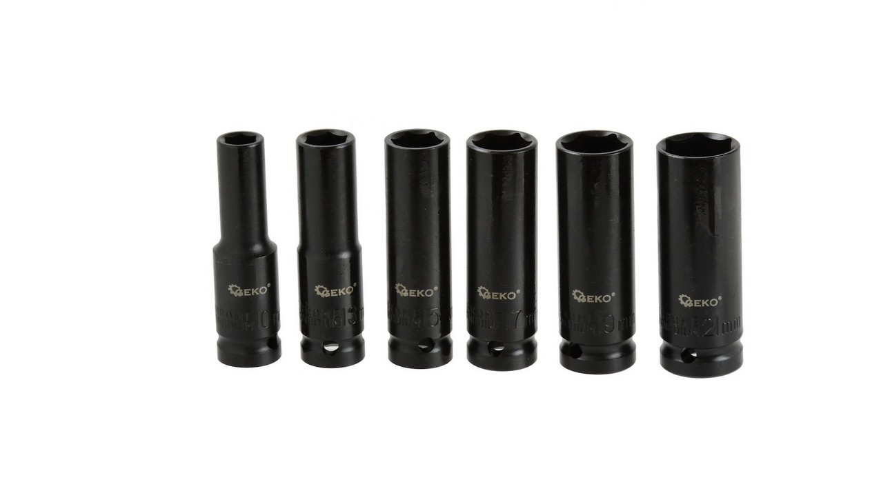 Hylsenøkkelsett Geko G10500; 1/2''; 10-21 mm; 6 stk
