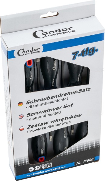 Skrutrekkersett Condor Werkzeug C11800; SL/PH/PZ; 7 stk