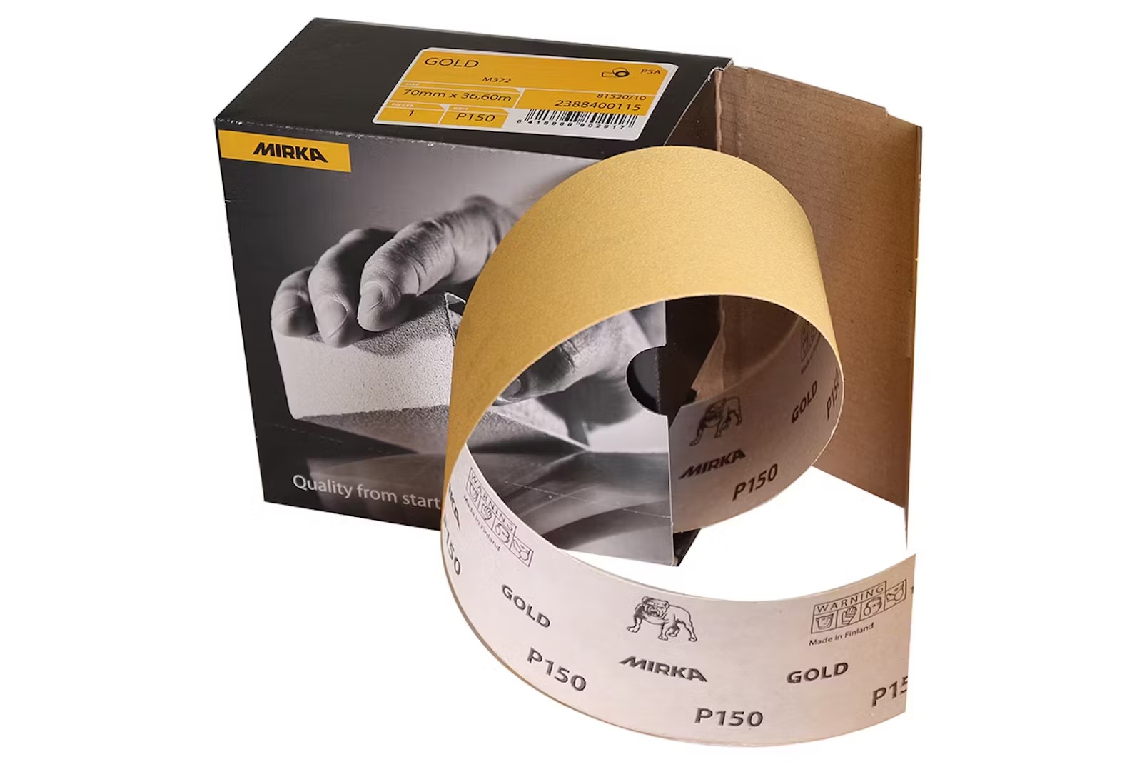 Slipede papirrull Mirka 2388400132; 70 mm; 36,6 m; P320