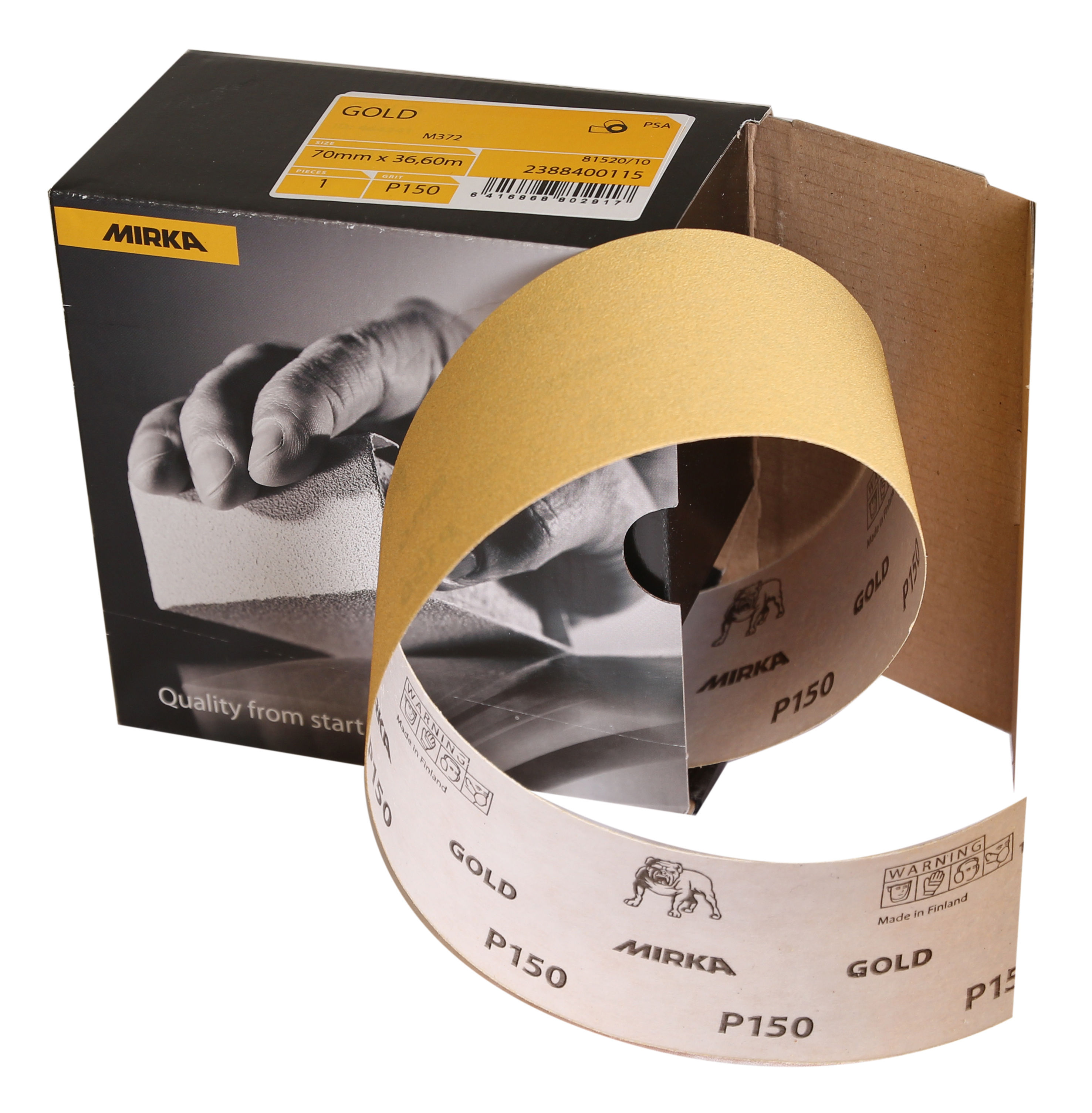 Slipede papirrull Mirka 2388400115; 70 mm; 36,6 m; P150