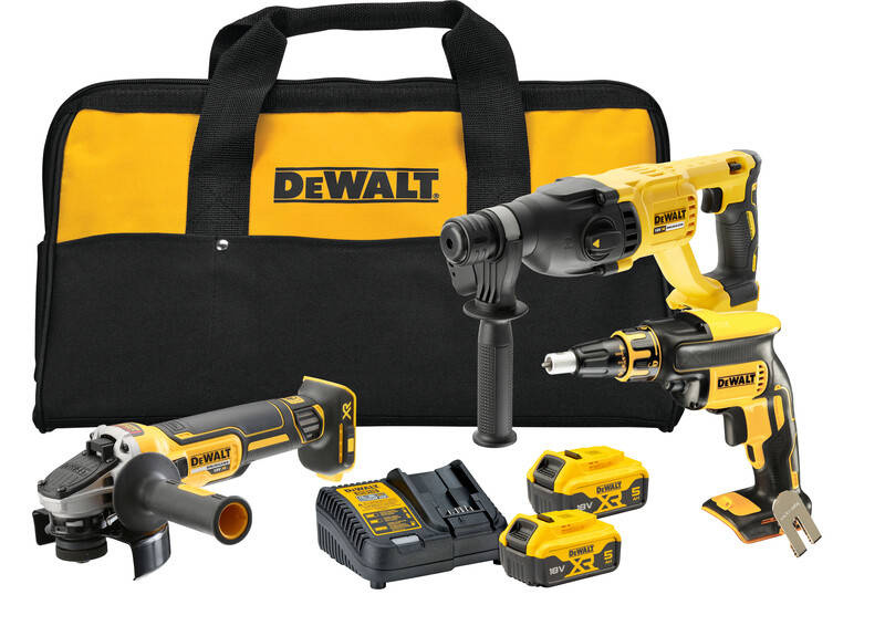 Verktøysett DeWalt DCK304P2-QW (DCF620 + DCG405 + DCH133); 18 V; 2x5,0 Ah batt.