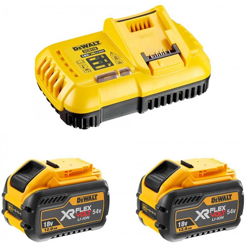Tilbehørsett DeWalt DCB118Y2-QW; 18/54 V; 2x12,0 Ah batt.