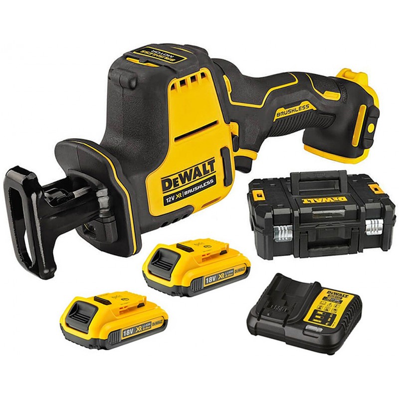 Batteridrevet tigersag DeWalt DCS312D2-QW; 12 V; 2x2,0 Ah batt.