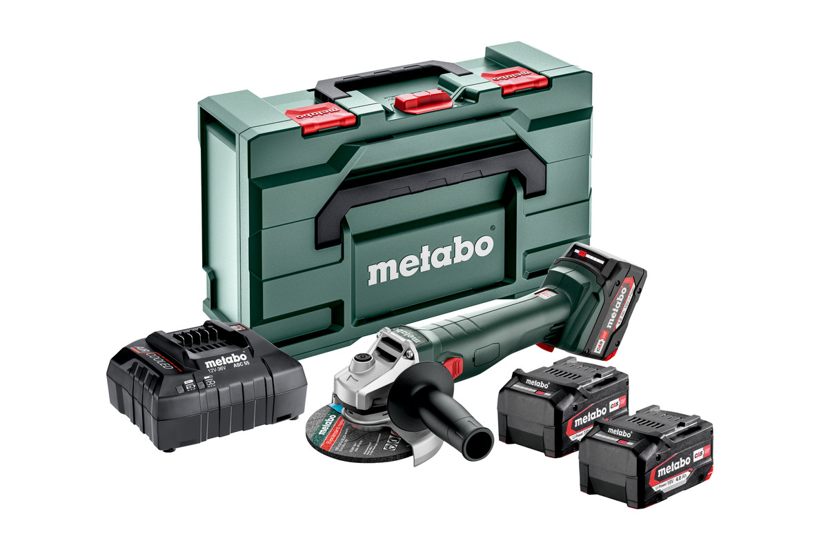 Vinkelsliper Metabo W 18 L 9-125 Quick Set; 18 V; 3x4,0 Ah batt.