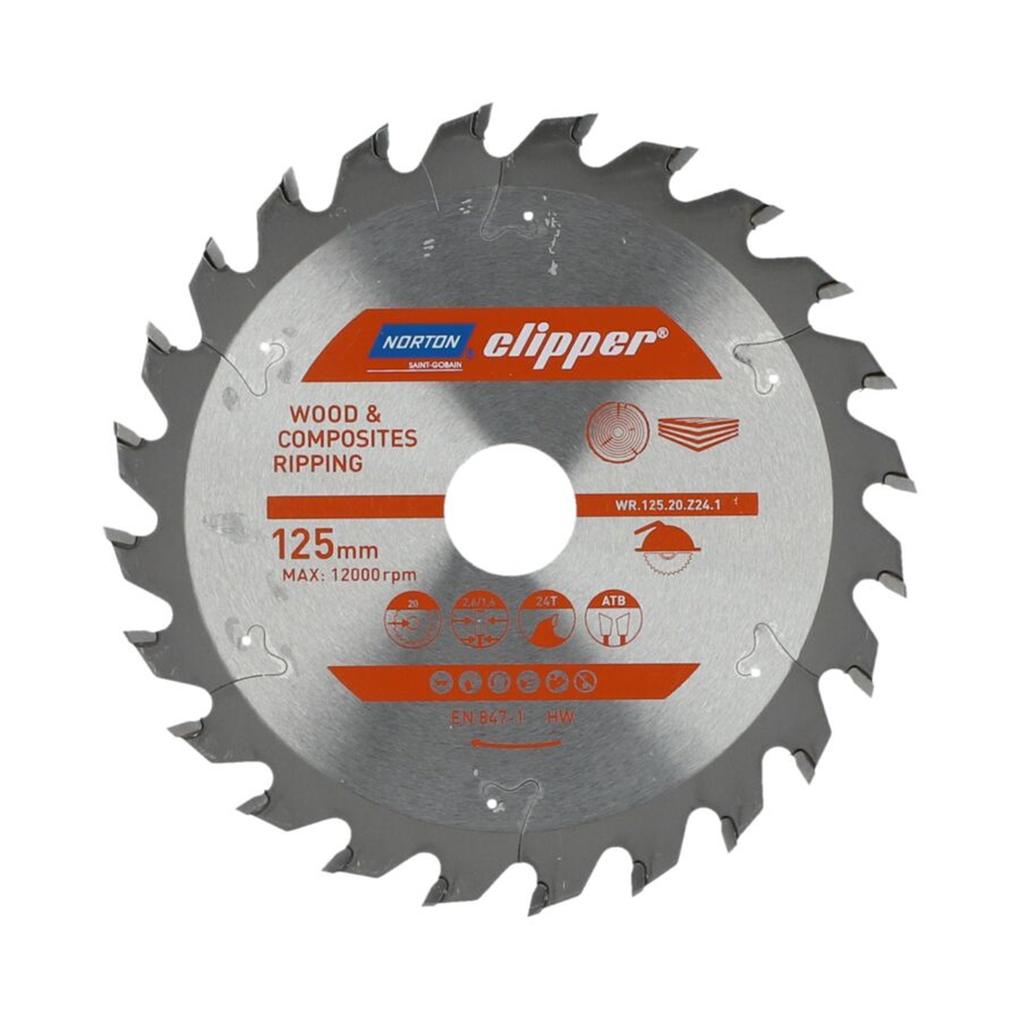 Sagblad for tre Norton 70184608033; 125 mm; 20 mm; 24T