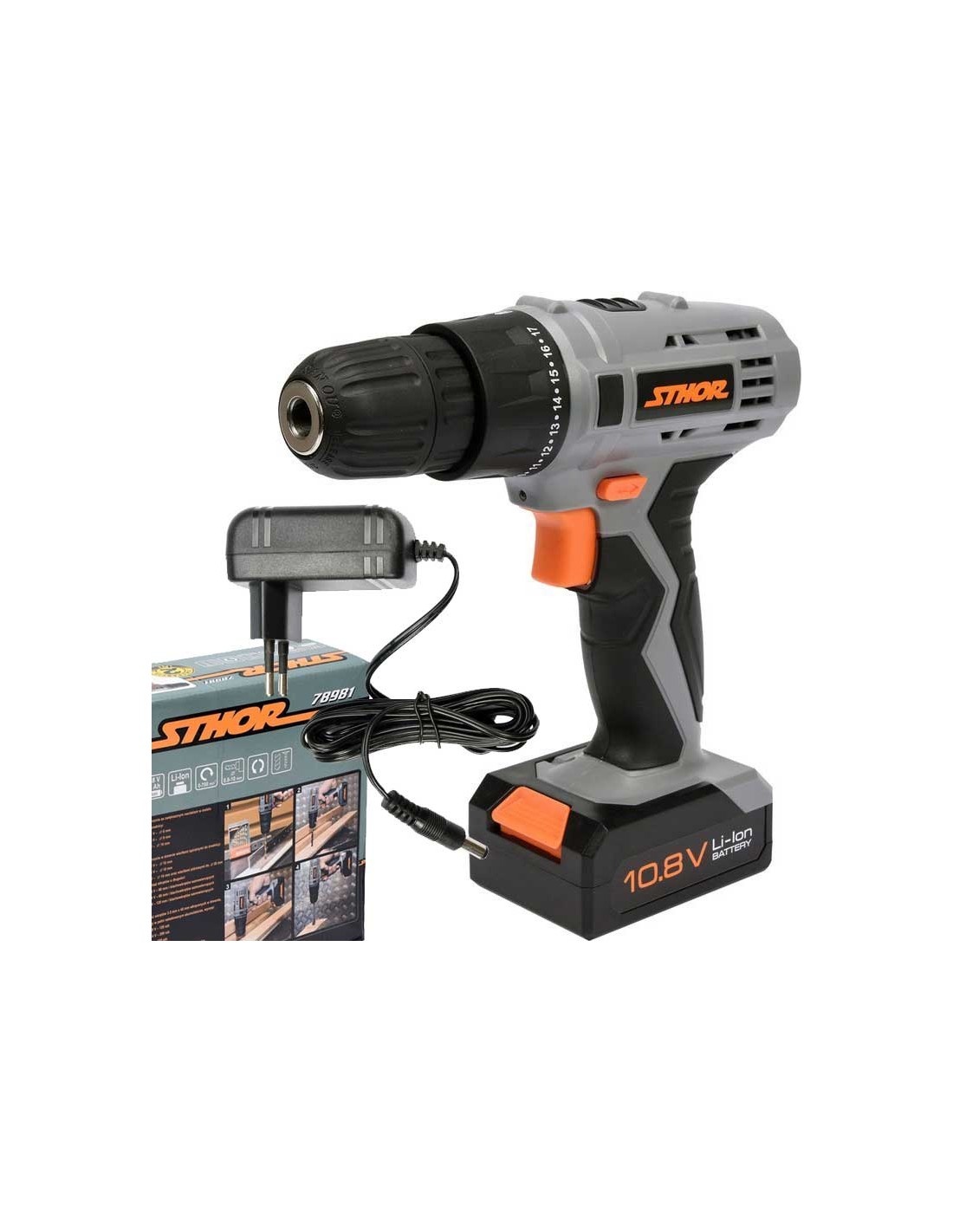 Batteridrevet skrutrekker Sthor 78981; 10,8 V; 1x1,3 Ah batt.